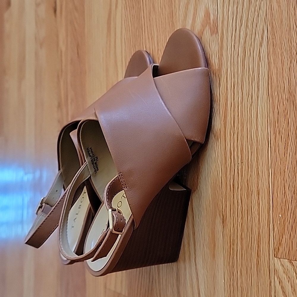 Talbots Carmel Tan Slingback Blockheel Sandals - Picture 2 of 12